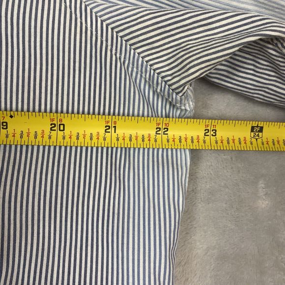 Michael Kors Men's Adult Sz L Button Shirt Long Sleeve Striped Blue/Wht Striped - Picture 4 of 8